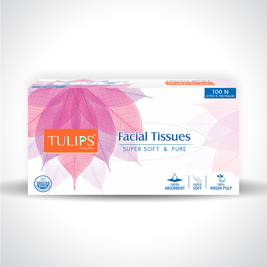 TULIPS FACIAL TISSUES 100N SUPER SOFT & PURE